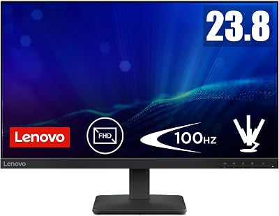Lenovo L24-4e – Monitor FHD 23.8″ (IPS, 1920×1080, Tasa de Refresco 48 Hz – 100 Hz, Tiempo de Respuesta de 4 ms, HDMI 1.4, VGA, VESA 100 x 100 mm) Soporte de Inclinación, Negro