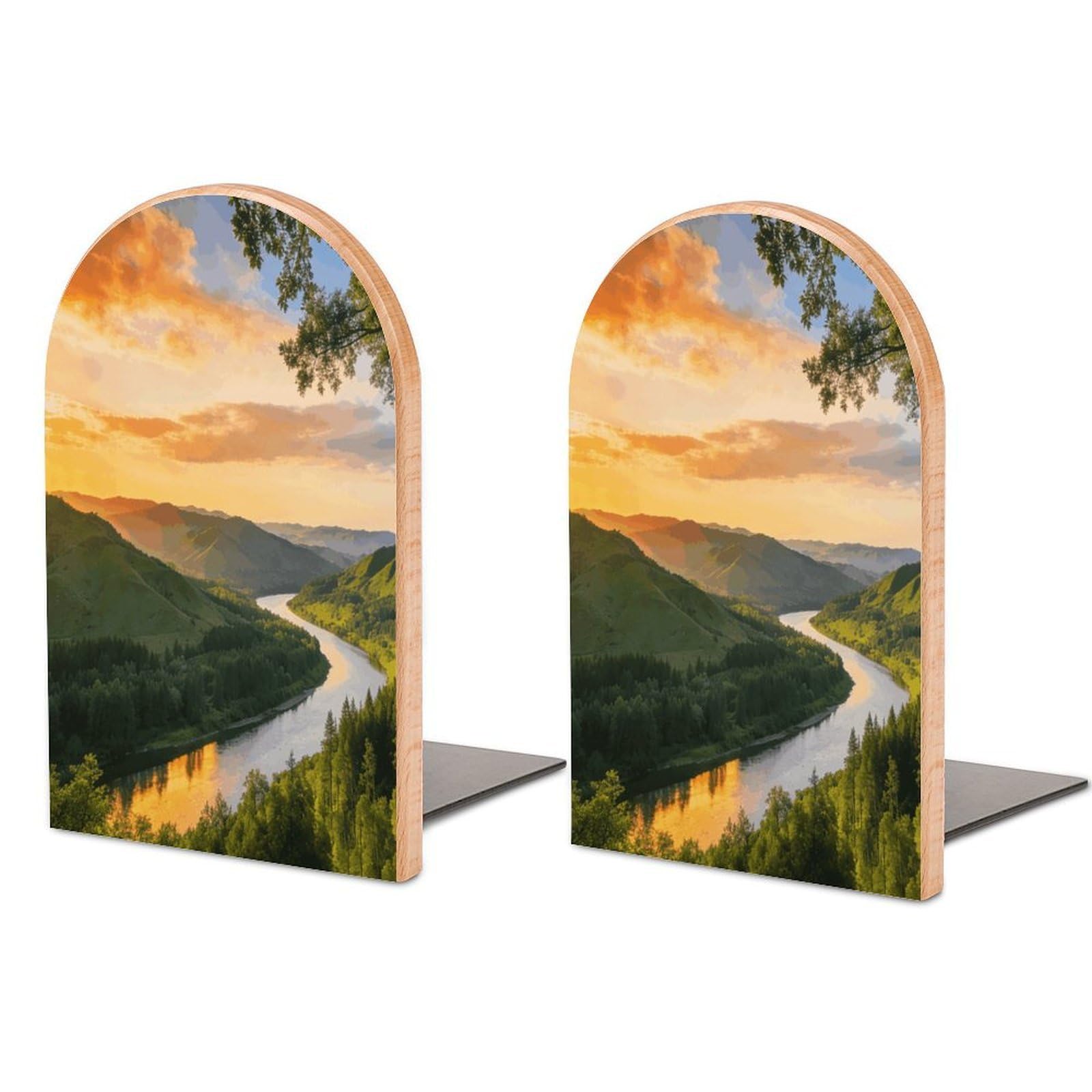 Sujetalibros de madera hecho a mano con diseño decorativo exclusivo resistente para estanterías