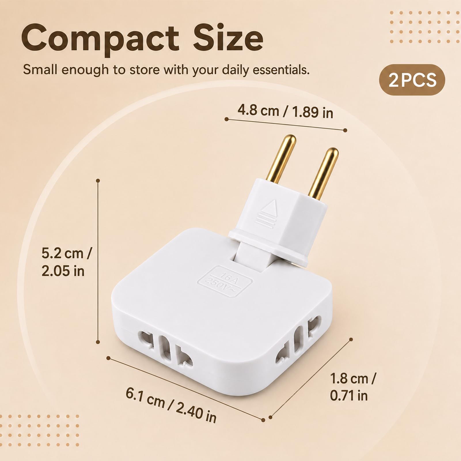 2 Stück Flachstecker mit 180° Drehgelenk, 3 Adapter Steckdose Flach, Mehrfachsteckdose 3 Fach, Steckdosenadapter, Flacher Mehrfachstecker für Zuhause, Büro, Küche Bereiche hinter Möbeln im Alltag