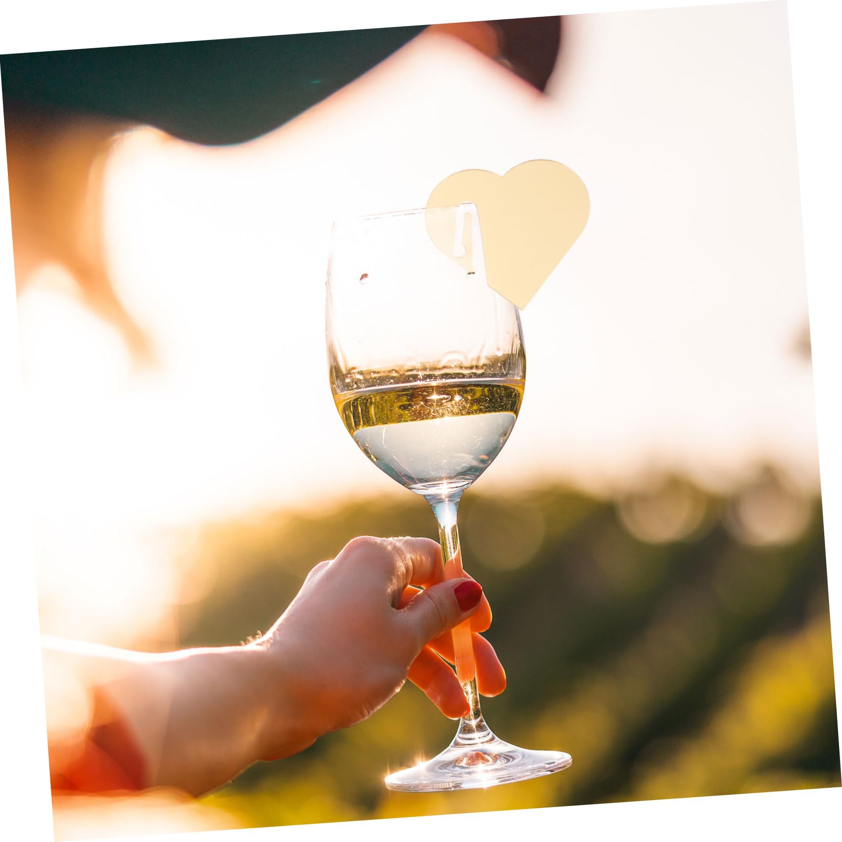 Gatuida 2 Set Marcatori di Vino per La Festa Cuore Tazza Nome Bere Incantesimi Etichetta del Drink di Nozze Infrangibile Etichette Marcatori di Vino Portatili Acrilico Golden 50 Pezzi * 2