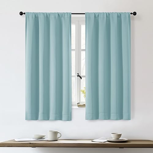 Miniatura 74 de OWENIE Sally Ever Green Cortinas Opacas para Dormitorio Sala de Estar 63 Pulgadas de Largo Juego de 2 Paneles, Aislamiento Térmico Ahorro de Energía