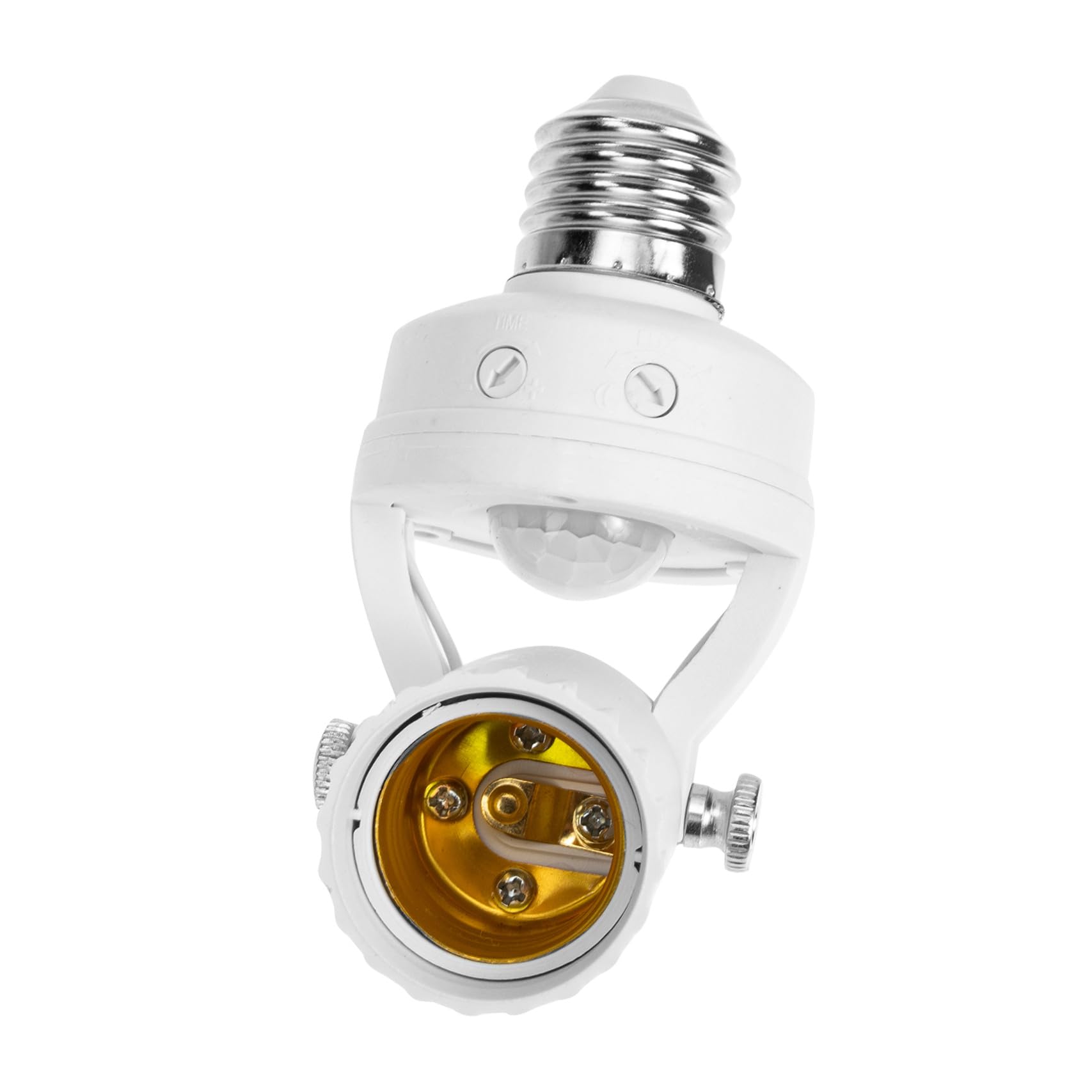 DOITOOL Adjustable E27 Sensor Lamp Socket with High Sensitivity and Easy to Use Design, White PC and Iron Material Suitable for Stair and Corridor Motion Sensor Lighting