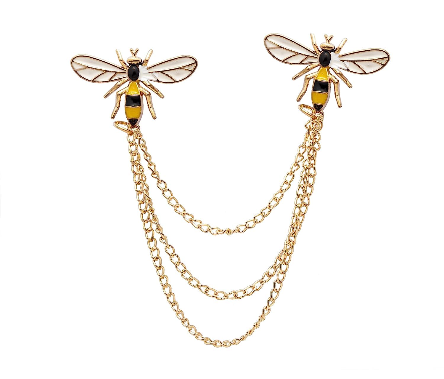 HATPIN COMPANYHoney Bee with Hanging Chain Hat Pin, Lapel Pin, Cap Badge Accessories for Men, Standard, Enamel, no gemstone