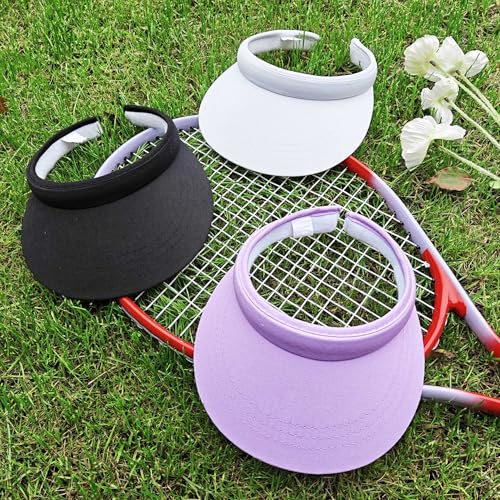 Image of 3 Pack Sports Sun Visor Hat Women Men Adjustable Clip On Visors Outdoor Golf Beach Cap