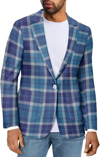 Mens Cozy One Button Suit Long Sleeve Blazer Jackets with Pockets Lightweight Knit Sport Coat for Business,Party