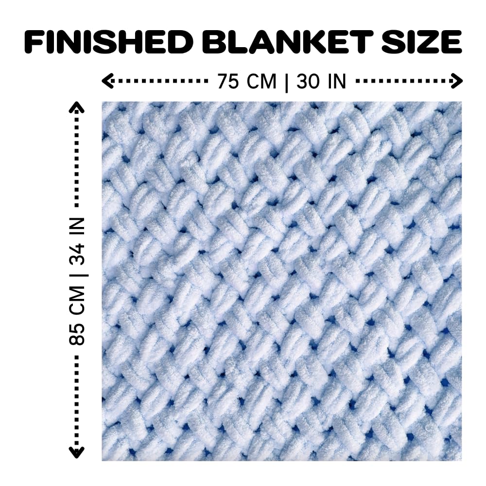 Anfänger-Bastelset - Easy Loop Garn Baby Decke Kit für Erwachsene & Kinder, DIY Armstrickset mit weichem Chenille-Garn, perfektes handgemachtes Geschenk (Blau)