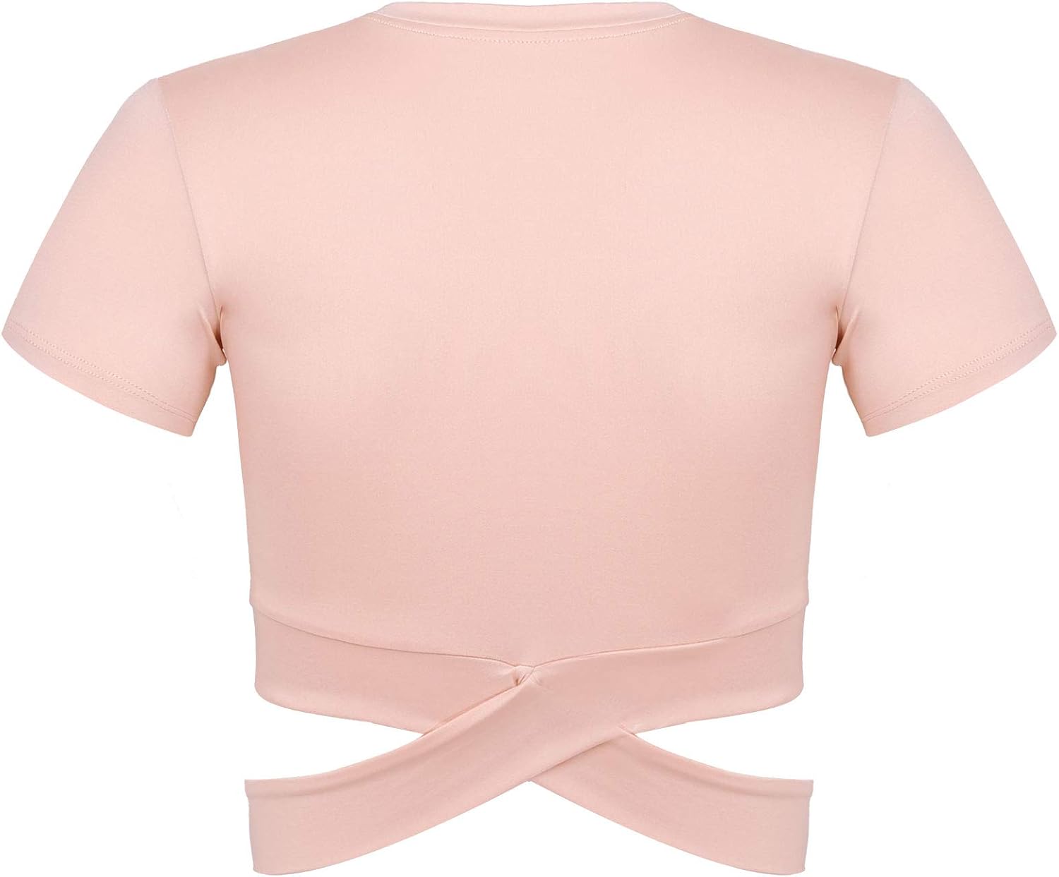 Womens Short Sleeves Crop Tops Tummy Cross Wrap Workout Tank Tops Gym Yoga Tops Athletic T-Shirt