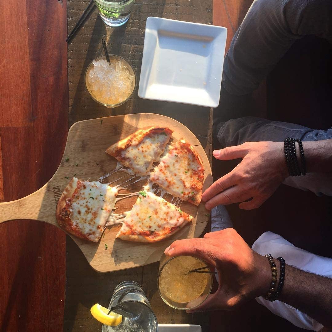 Pala para pizza de madera natural de bambú de alta calidad, tabla de cortar (para pizza, frutas, verduras, queso)