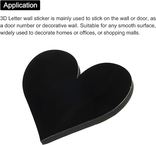 Miniatura 4 de PATIKIL Adhesivos de pared de acrílico 3D con espejo del alfabeto con símbolo, corazón, autoadhesivas, decoración del hogar, letrero de letra,