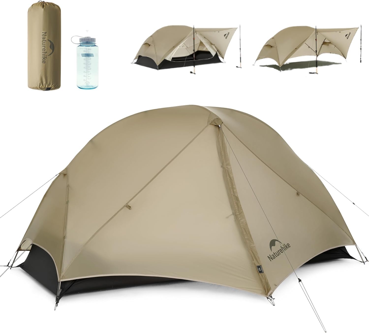 Naturehike Mongar UL Tent [2025 Upgrade] 1.5kg/3.3lb Ultralight Tents,1/2 Person Backpacking Tent,4 Modes of use, Waterproof,Hiking Tents for Camping with Front Porch,Easy Set up (Khaki, 2 Person)-image-47