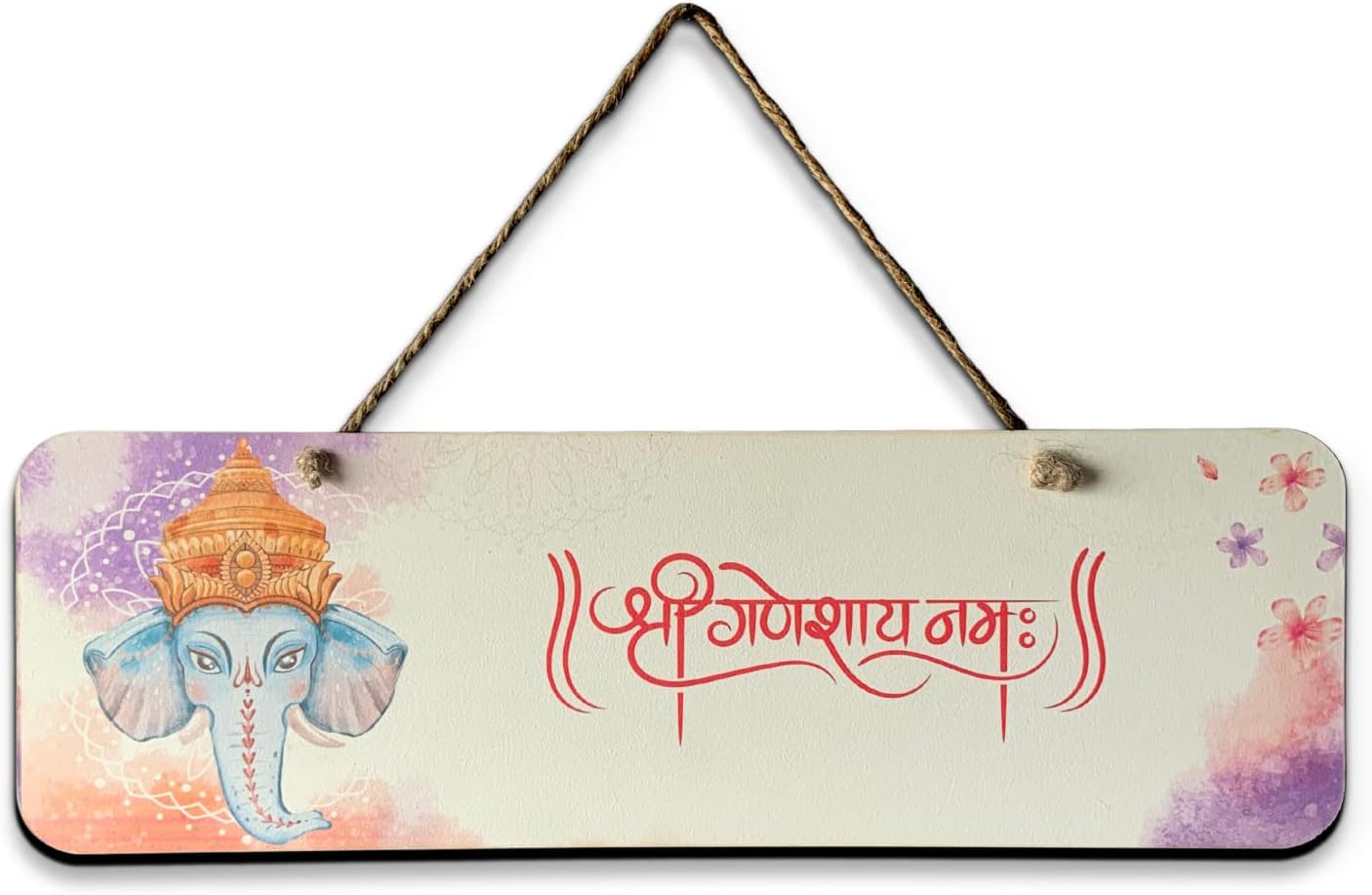 Shri Ganeshaya Namah Wood Print Wooden Wall Art For Hanging Home Decoration Item For Home, Office, Shop, Salon, Temple, Living Room, Kitchen, Restaurant and Cafe Gift For House Warming