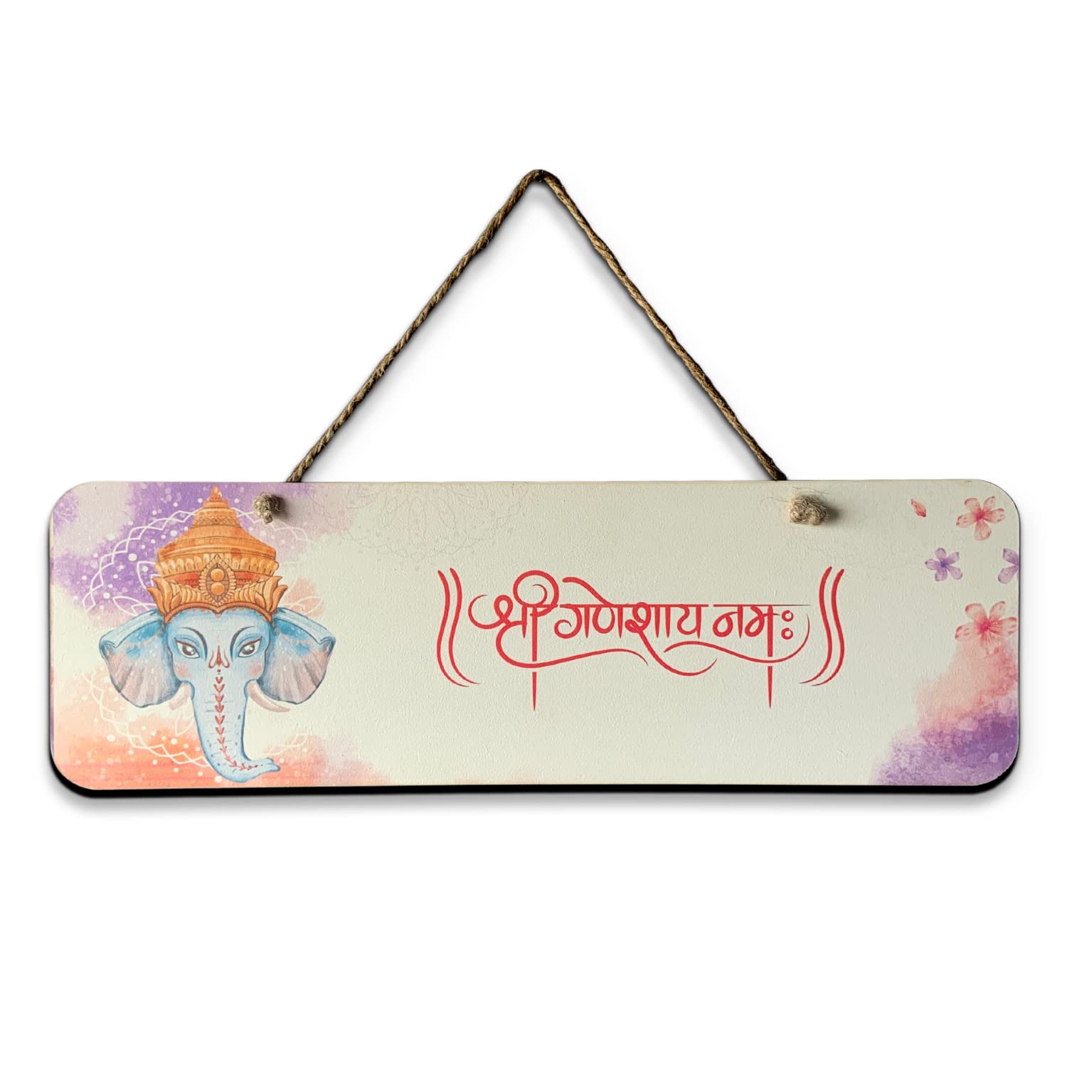 Shri Ganeshaya Namah Wood Print Wooden Wall Art For Hanging Home Decoration Item For Home, Office, Shop, Salon, Temple, Living Room, Kitchen, Restaurant and Cafe Gift For House Warming