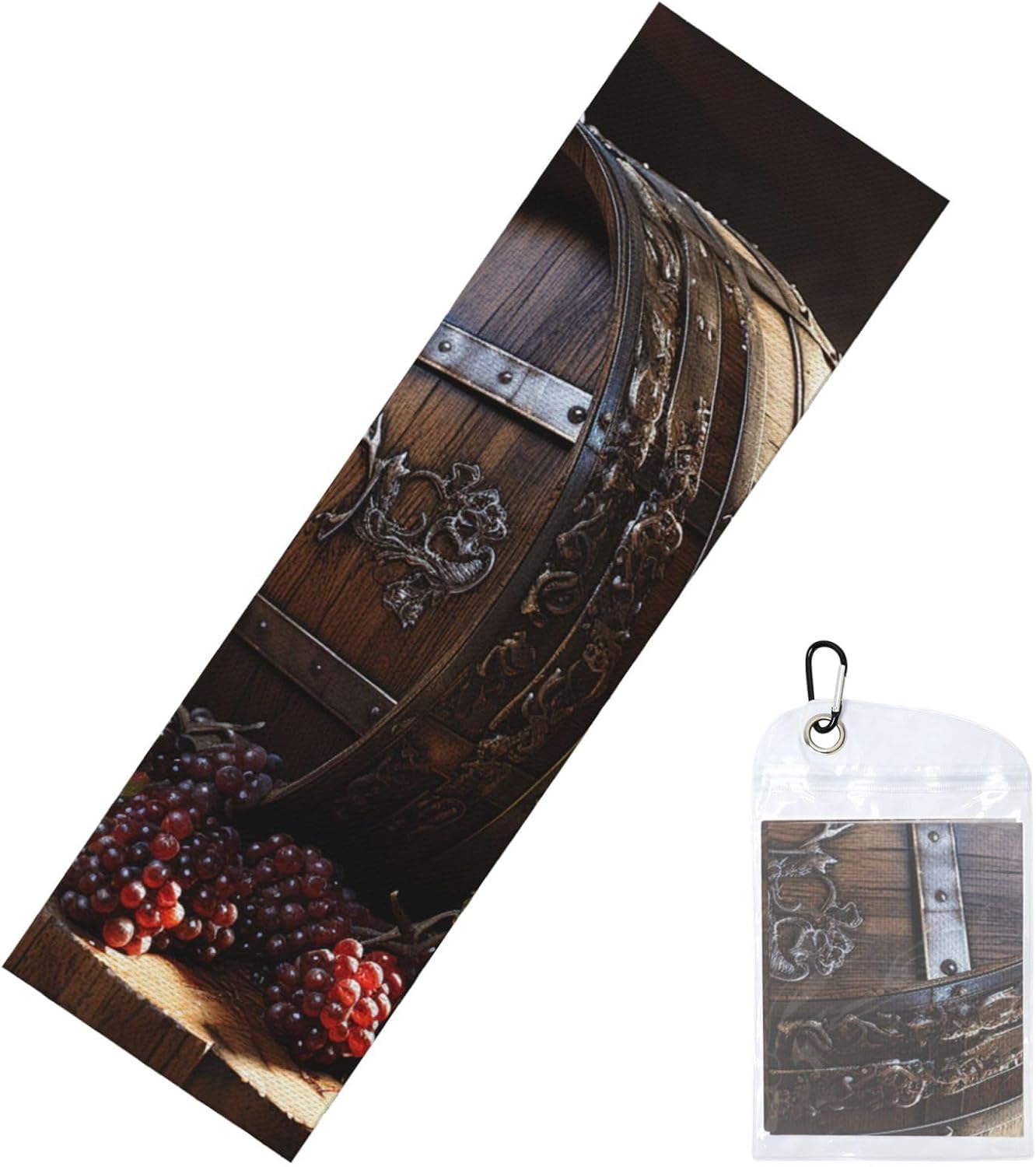 Red Wine Barrel Cooling Towel Cold Exercise Towel, Soft Breathable Ice Towel Microfiber Gym Towel with PVC Pouch for Yoga Golf Gym Fitness 40″X12″