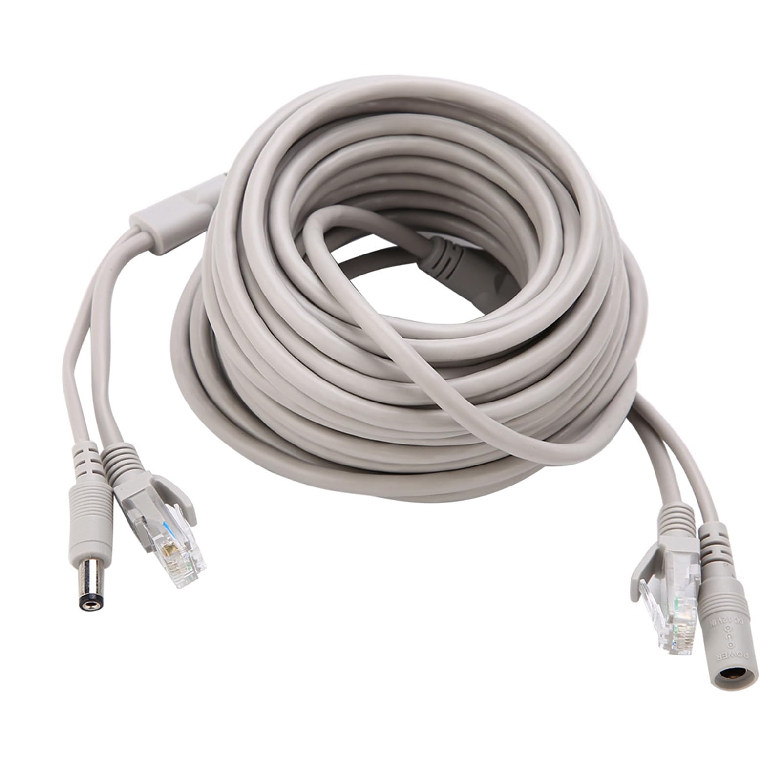 Câble de Surveillance RJ45 avec Alimentation DC, Compatible Caméras IP et Systèmes NVR, 10/100Mbps, pour Installation Intérieure et Extérieure