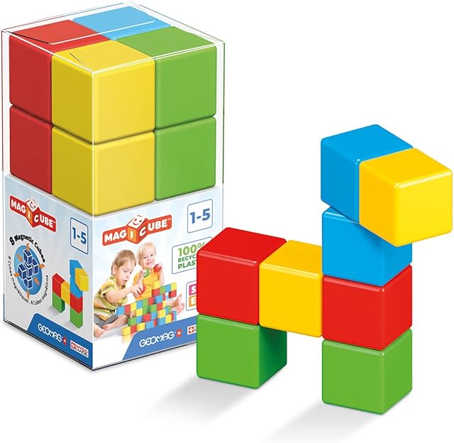 GEOMAG Magicube 54 Green | Magnetic Toys | Toddler Magnets | STEM-endorsed Educational Building Cube Set for Creativity and Early Learning Fun | Swiss-made | 8 pieces |Ages 1-5