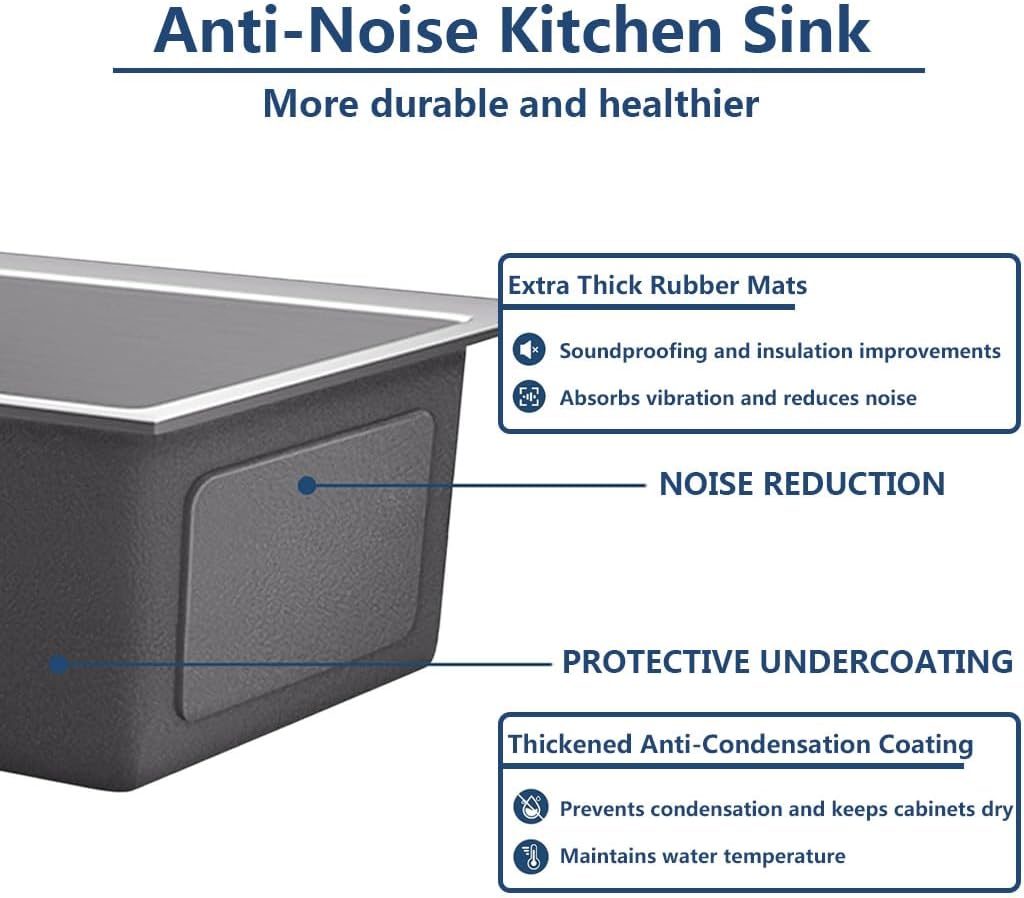 ARTLINE Drop In Stainless Steel Kitchen Sink, 3 Hole Topmount Single Bowl Workstation Sink, Farmhouse Workstation sink with Multiple Accessories (23.6 x 17.7in)