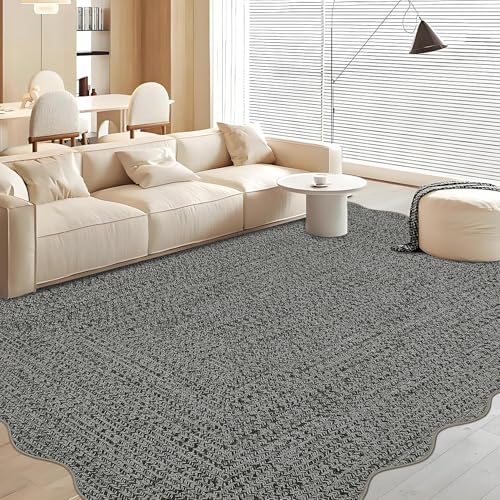 GarveeHome Printed Rugs with Braided Pattern on it, Scalloped Washable 5x7 Rug for Living Room Non Slip Soft Non Shedding Bedroom Rugs Low Pile Stain Resistant Carpet for Nursery Dining Room by GarveeHome - Used condition - US$22.44