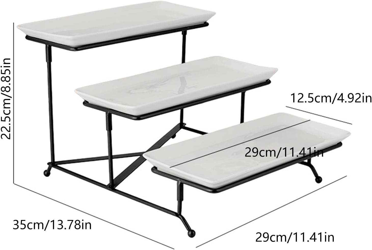 Stylish Ceramic Serving Tray with 3 Layers Ideal for Displaying Cakes Pastries and Fruits At Event Food Presentation Tray