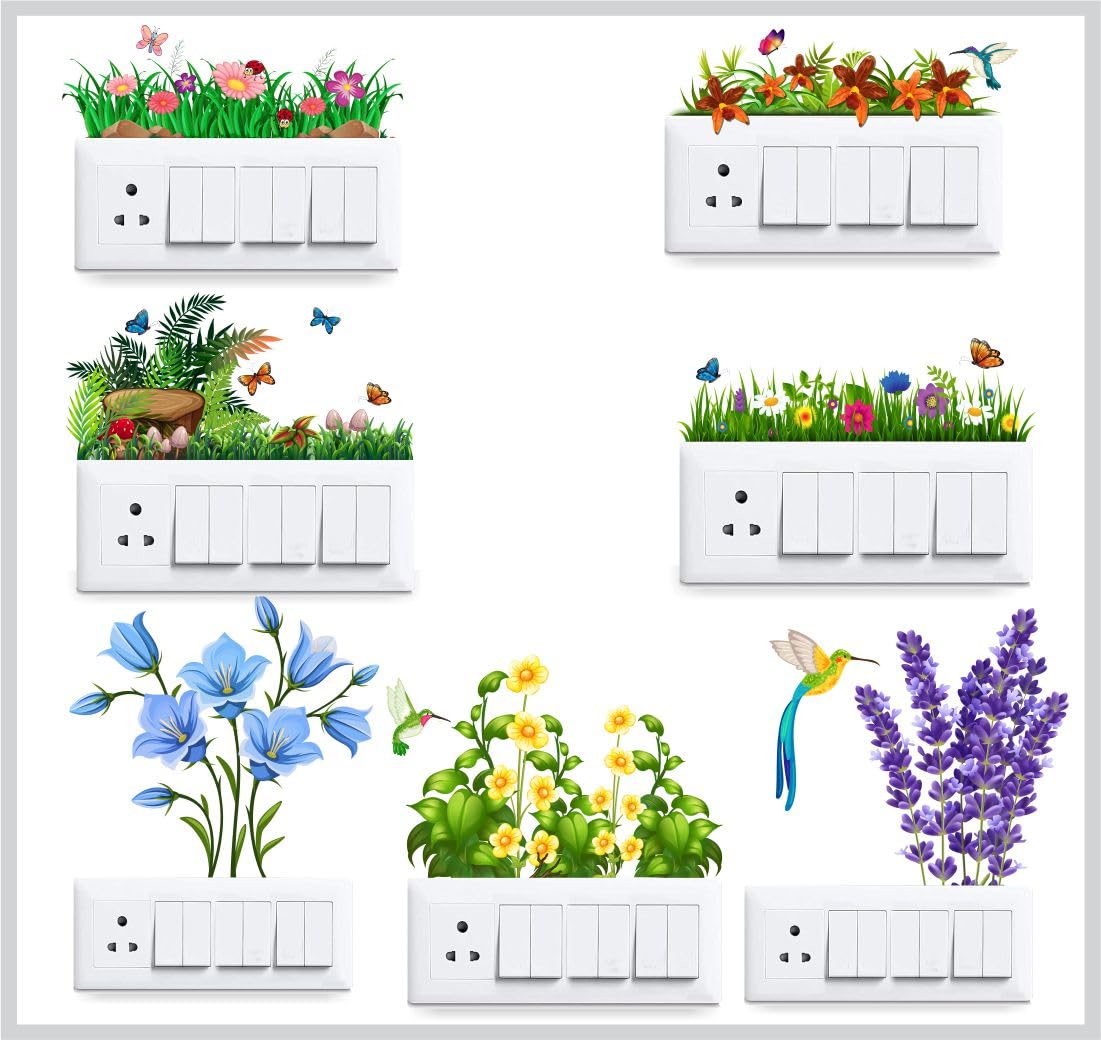 Flower Switch Board Panel Stickers for Home and Office - Total Pack Off -7 Designs-image-43