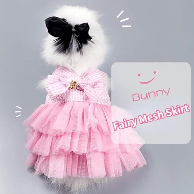 Foto 6 de 8 de Vestido de conejo, falda tutú de conejo, atuendo festivo para hurón (rosa a