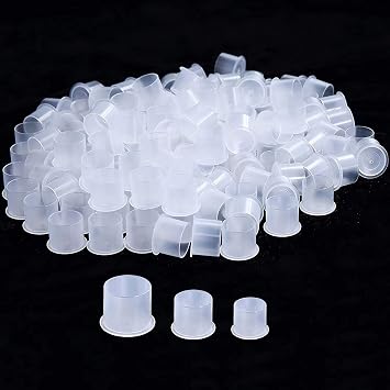 Tattoo Ink Caps,KingWei 600pcs Mixed Sizes Tattoo Ink Cups with Base White #11 Small #13Medium #17 Large Pigment Cap for Tattoo Permanent Makeup Container Caps Tattoos Supplies Tattoos Kits