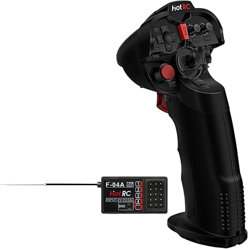 HOTRC DS-4A 2.4G 4 canales Transmisor de radio RC de una sola mano con receptor de 4 canales para RC coche, barco, dron, avión (W 1 RX)