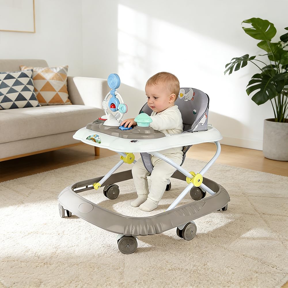 Girello per neonato, ragazza, evolutivo, girello multifunzionale, un compagno premuroso per l'apprendimento a piedi del tuo bambino, per i bambini dai 6 mesi (cachi)