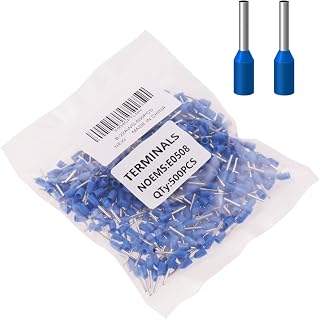 Fidioto 500pcs Blue 22AWG Wire Ferrules Kit - 0.5mm² Insulated Cord Pin Ends for Electrical, Industrial & Automotive Wiring
