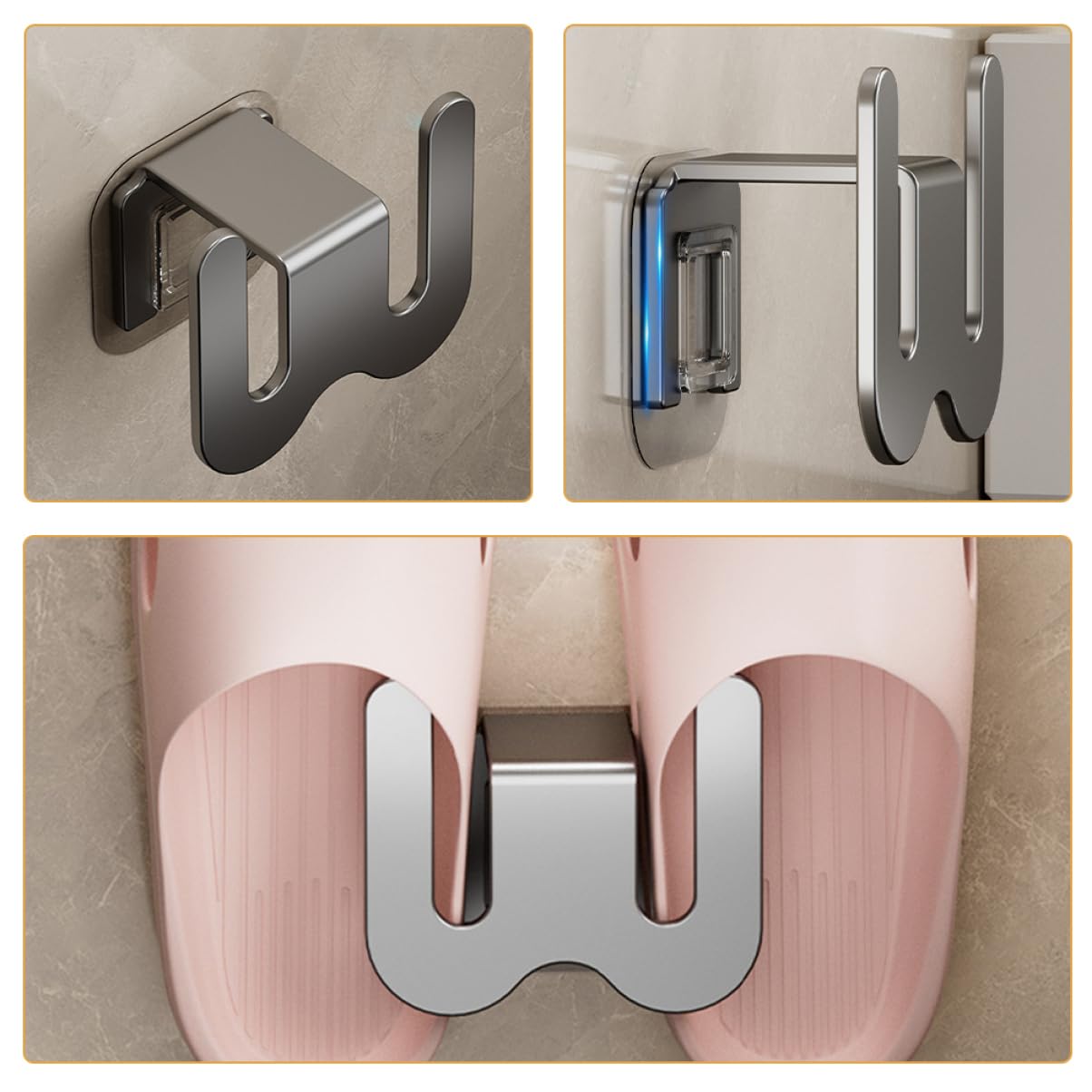 VICASKY 1set Space Saving Slipper Rack Punch Wall Mounted Holder for Bathroom Easy Installation Sturdy Design for Shoes and Slippers Stylish Storage for Home Organization