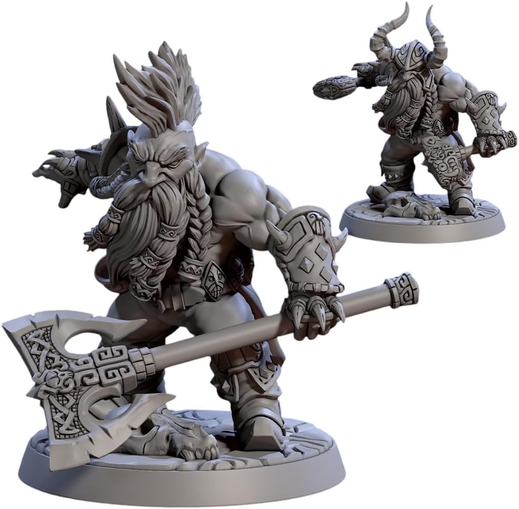 TYL Dwarf Berserkers Unpainted Miniature for War Gaming | RPG Scale Figures, Detailed Tabletop Board Game Accessories | Realistic Tabletop Miniatures (Combo of 6, 32mm)