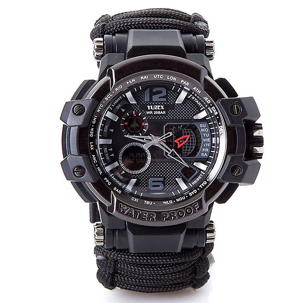 Reloj de Paracord táctico Militar Impermeable multifunción, Reloj de Supervivencia al Aire Libre para Hombres, Relojes de Pulsera Deportivos con termómetro de brújula