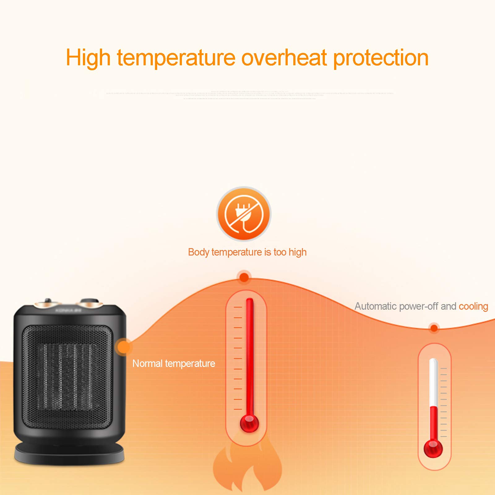 Stufetta, Portatile Elettrico oscillante Riscaldamento con Tip-Over Protection, 3s rapido Riscaldamento, Piccolo e Tranquillo, Adatto per Ufficio Uso Domestico