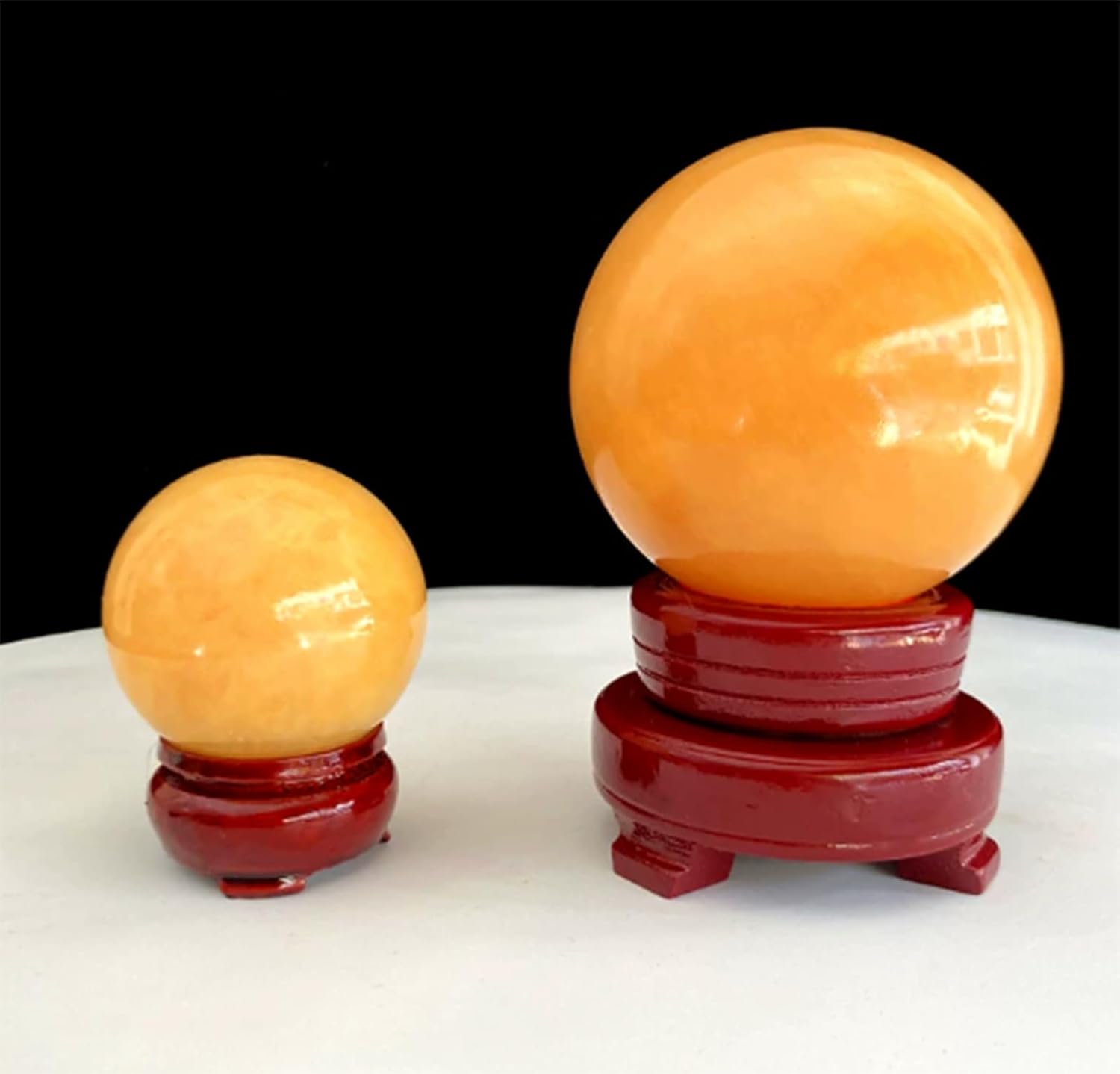 Beige Jade Polished Crystal Ball,Feng Shui Stone Ball for Home Office Desk Decor, Wealth & Grounding, Chinese Style Living Room Ornament,8cm