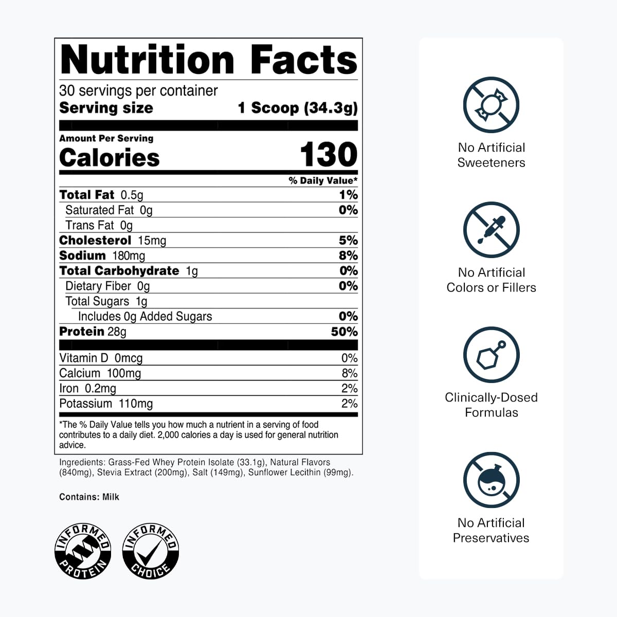 Transparent Labs Grass-Fed Whey Protein Isolate - Naturally Flavored, Gluten Free Whey Protein Powder with 28g of Protein per Serving & 9 Amino Acids - 30 Servings, French Vanilla