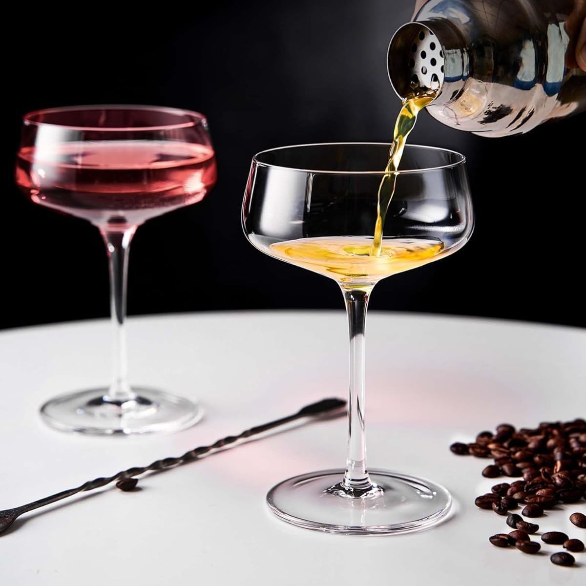 Crystal Martini Glasses, Set of 6-10oz Fancy Coupe Glasses for Cocktails, Espresso Martini, Champagne - Hand Blown and Elegant (6 SET)