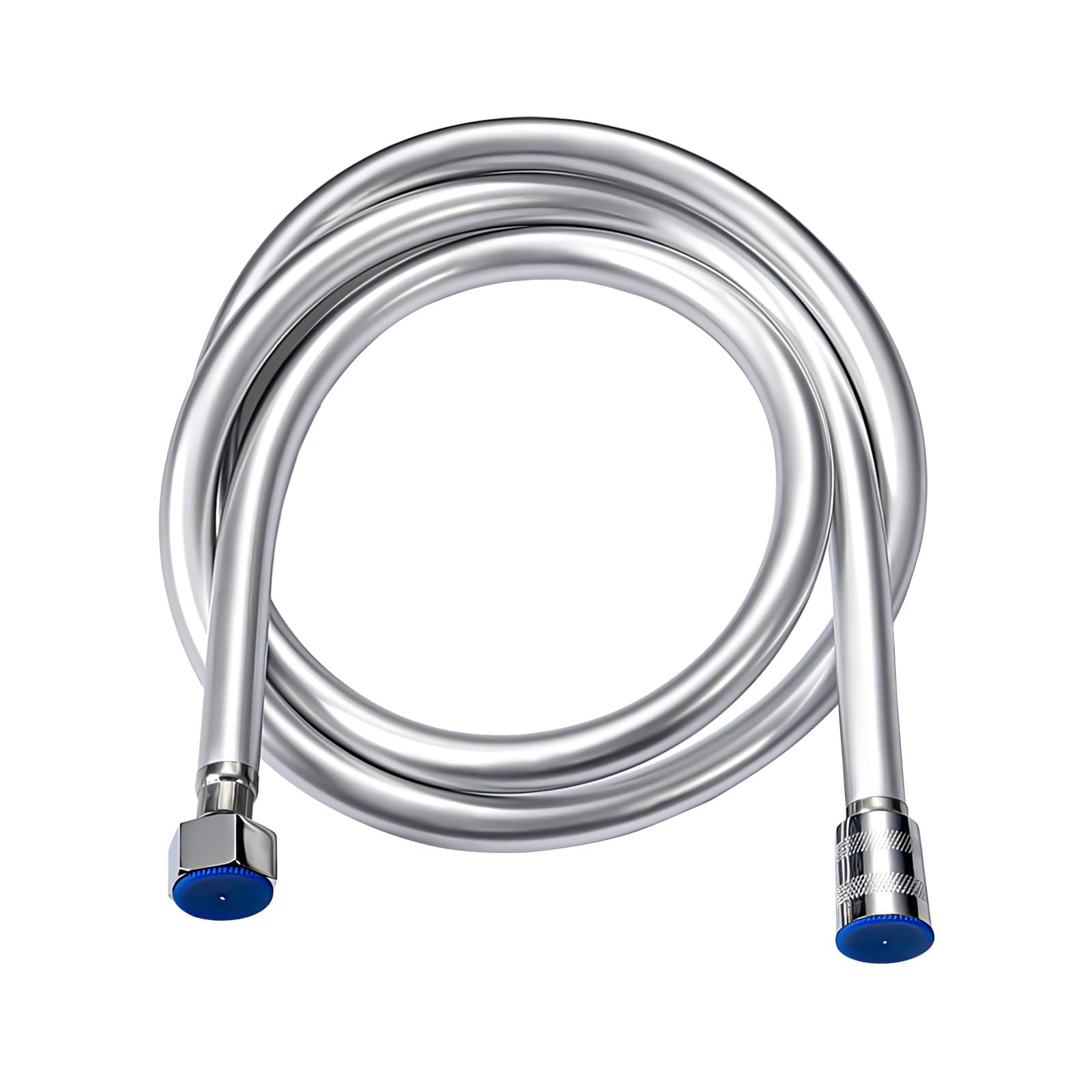 Maxtachi Silver Pvc Flexible Shower Pipe, 2M Smooth Shower Hose With Anti-Twist Connections, Leak-Proof For Bath Taps