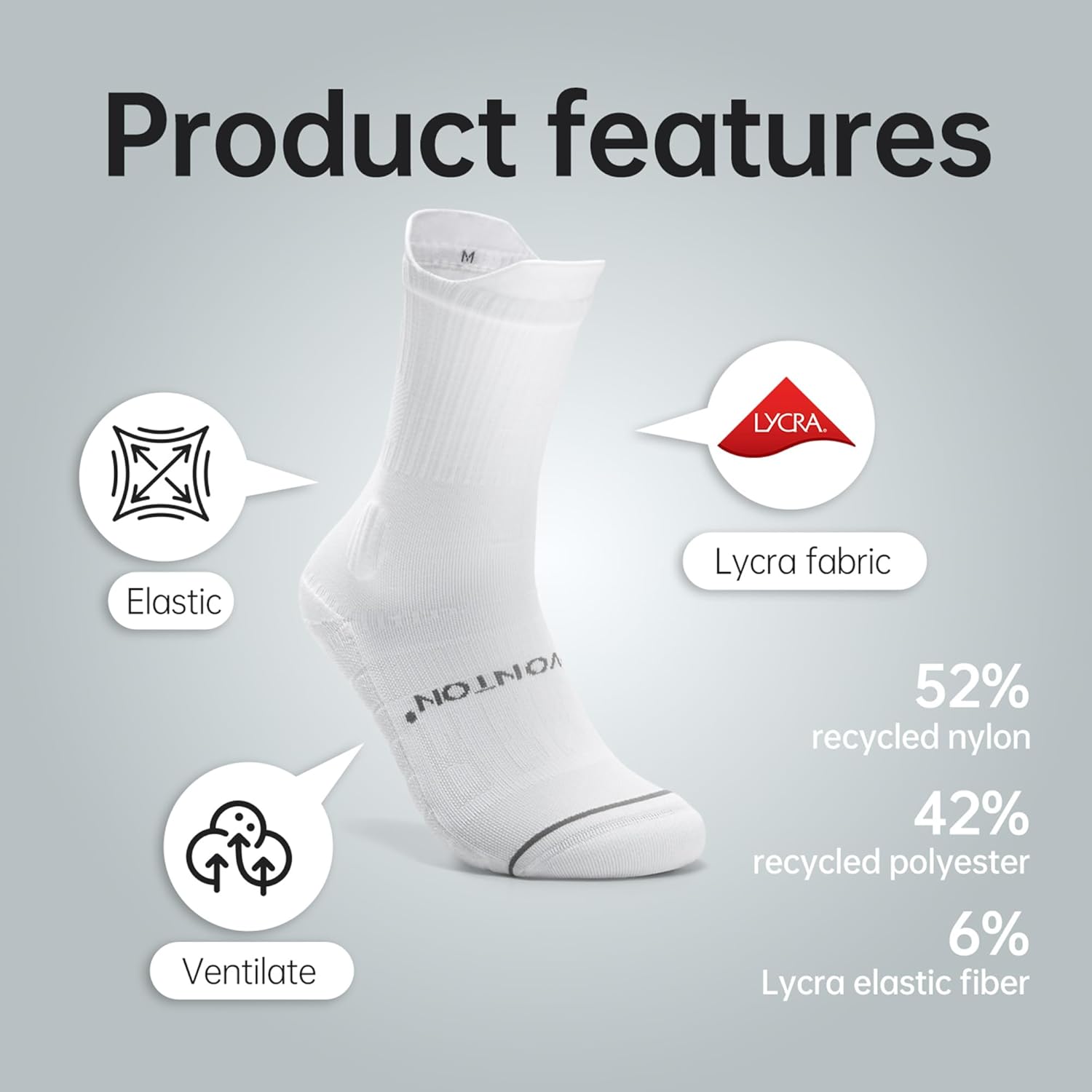 Football and Basketball Anti slip Socks 15-20mm 2/3 Pair Suitable for Sports, Running, Hiking, Outdoor Complete size