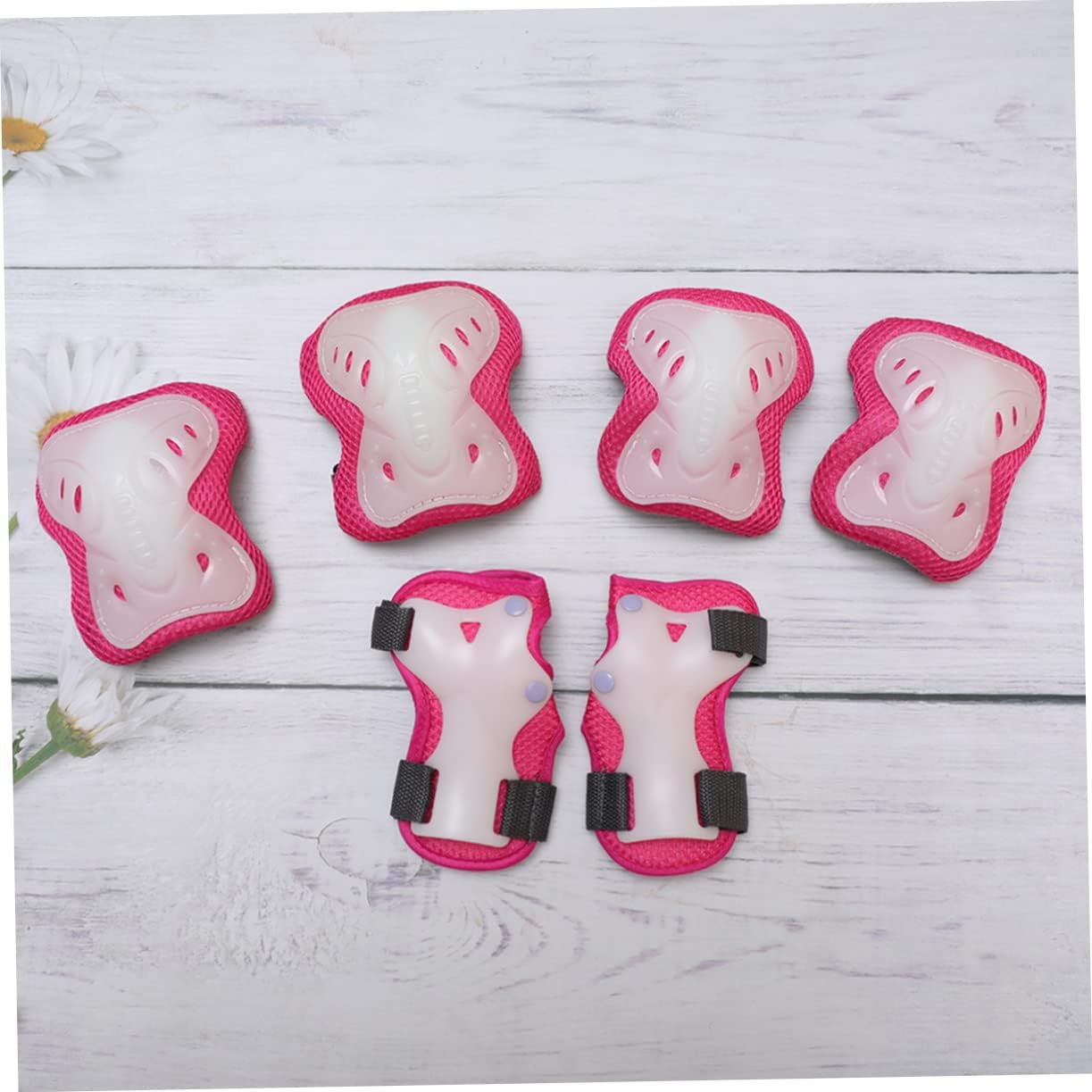 Kids Roller Skating Protective Gear Set 6pcs Knee Pads Elbow Pads and Wrist Guards Pink for Outdoor Activities Skateboarding and Cycling