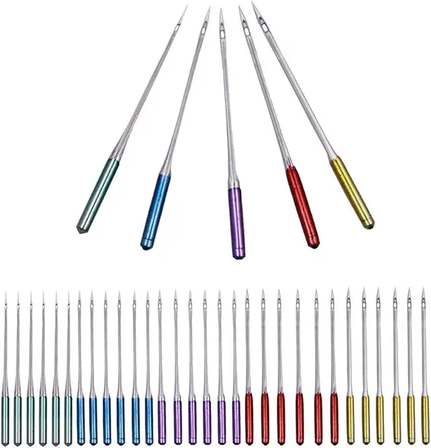 30 Agujas de Coser para Máquina Doméstica - 5 Tamaños + 10 Cajas de Almacenamiento