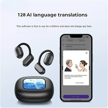 Ai Translator Earbuds, Ai Translator Earbuds, Real Time Ai Language Translator Earbuds, Earbuds 128+ Languages & HD Sound Quality, Ideal for Travel & Business (White)