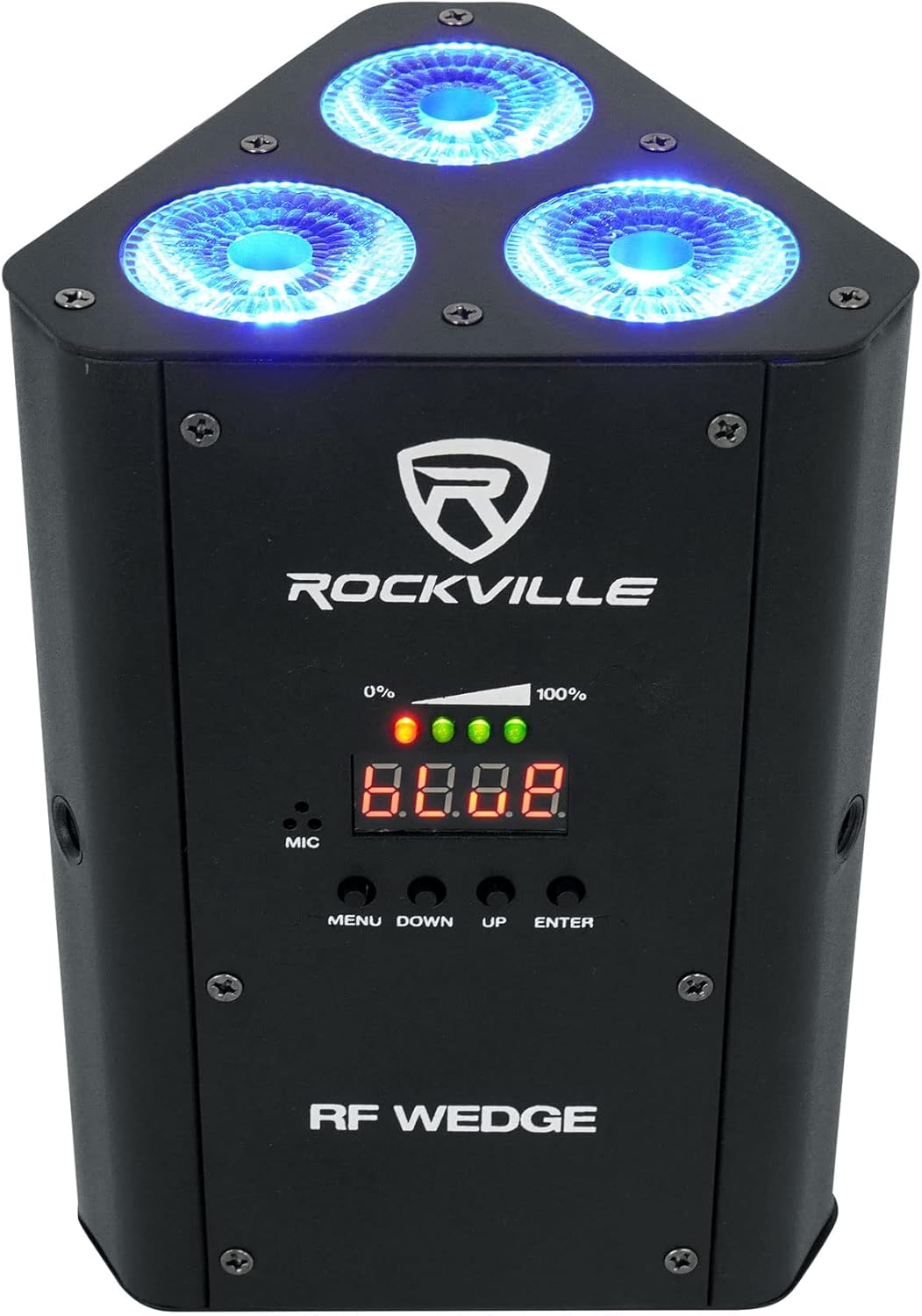 Rockville RF Wedge Black Rechargeable RGBWA+UV Par Up Light, Wireless DMX, 54 Watts, Includes Remote, Up to 24 Hour Battery Life, Perfect for DJs, Parties, Events