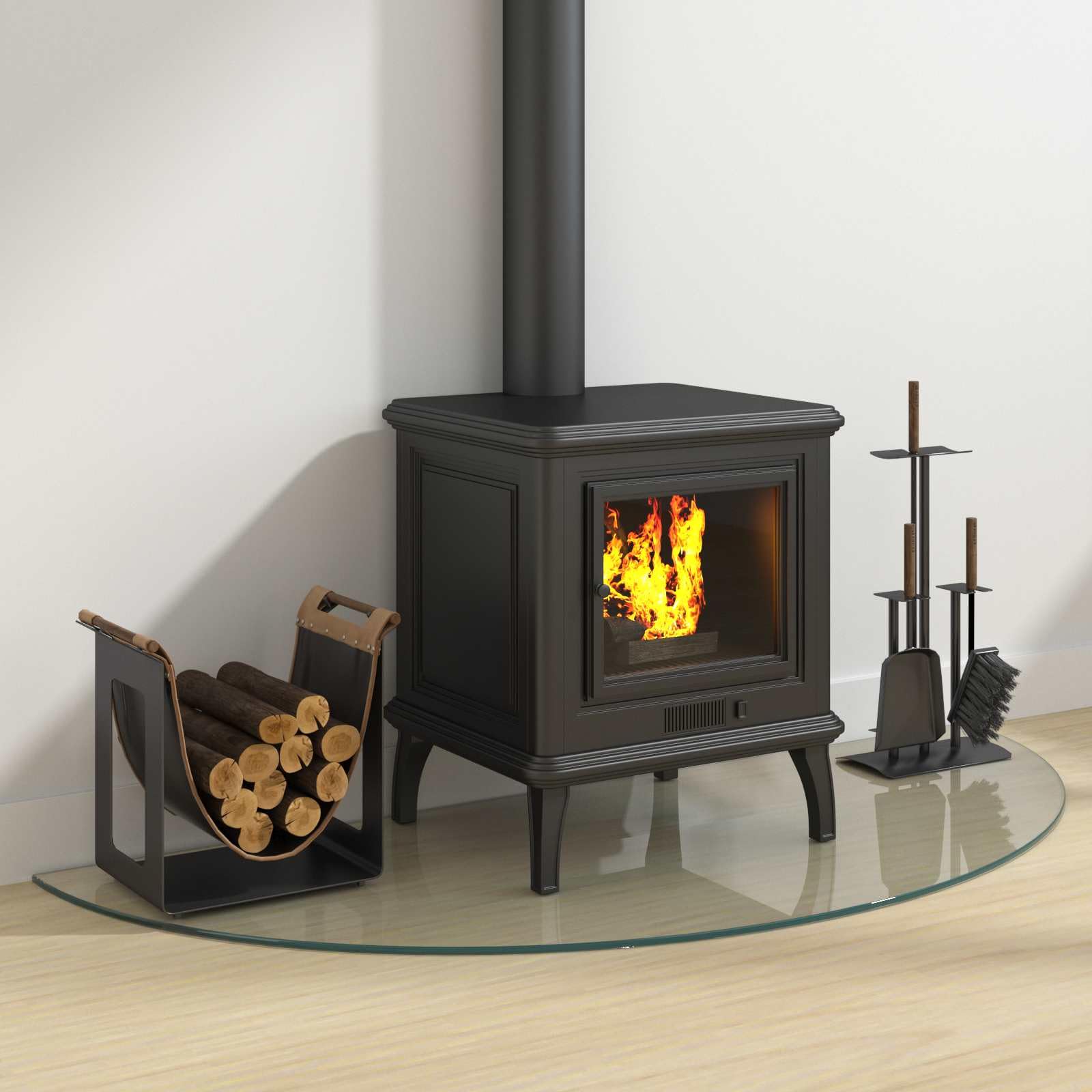 Kaminbodenplatte 1200 x 500 mm aus gehärtetem Glas, Funkenschutzplatte für Kaminöfen, Bodenschutz für Parkett und Laminat, rechteckige Glasplatte hitzebeständig, feuerfeste Unterlage für Kamin
