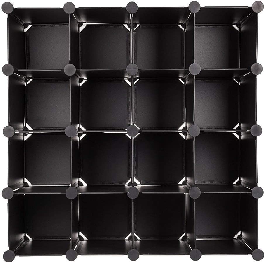 Armoire pliante noire et étagère de rangement en couches pour tri et organisation salon