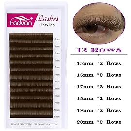 Brown Eyelash Extensions 0.07mm C/D Curl Volume Lash Extensions 8-14mm Self Fanning 3D 4D 6D 10D Rapid Automatic Blooming Flower Eyelashes Extension D Curl Used by FADVAN (Brown 0.07-D, 8-14mm)