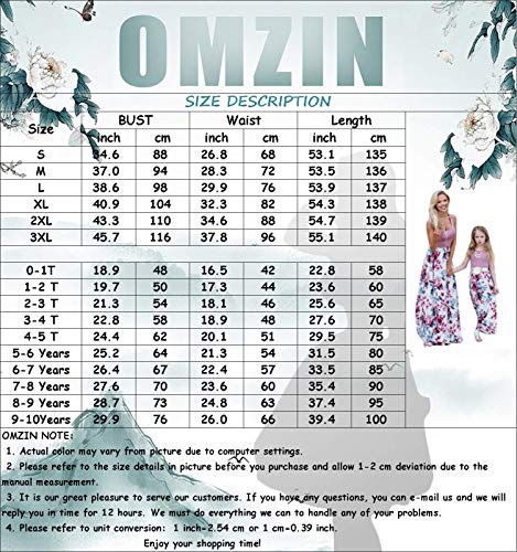 OMZIN Mom and Me Matching Dress Sleeveless Crewneck Maxi Dress Casual Long Dress4