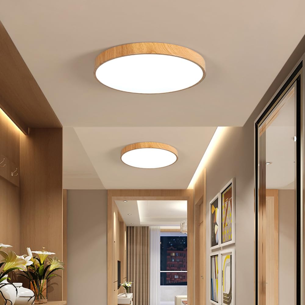24W Lampa Sufitowa Z Wykończeniem W Kolorze Drewna 5500K Biała Lampa Sufitowa Do Kreatywnego Montażu energooszczędna Lampa Emitująca Światło Z Boku do Jadalni, Kuchni, Balkonu, Łazienki STVDEDG