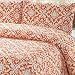 100% Cotton Orange Damask Pattern Duvet Cover Set Full/queen on White Background "Duvet Cover and 2 Pillowcases Included"