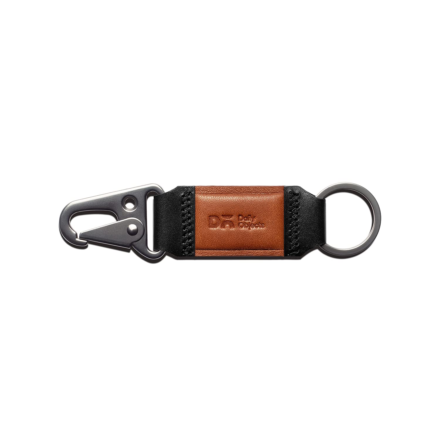 leather stainless steel clip and keyring Keychain