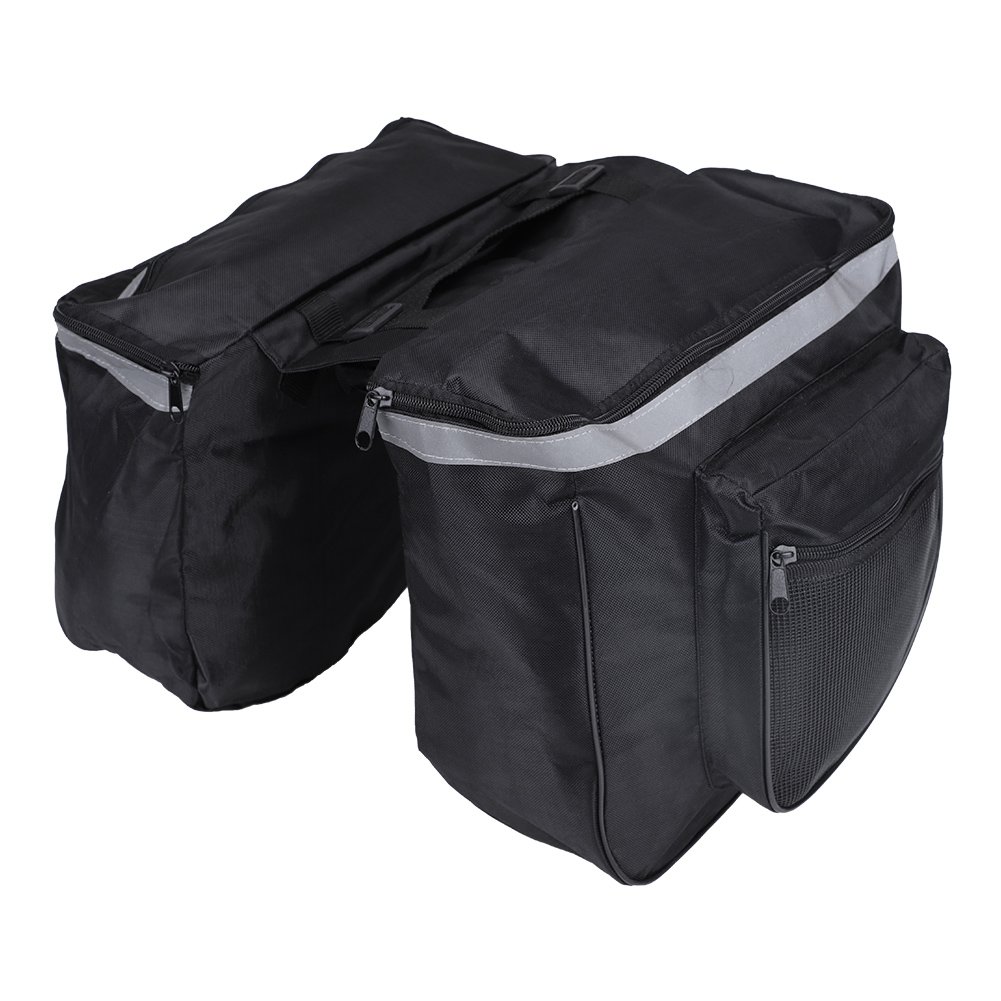 Wakects Borsa Doppia per Bici 25L Borsa Portapacchi Bici Posteriore Impermeabile Borsa per Bicicletta Posteriore Laterale per All'aperto Cavalcare Nero