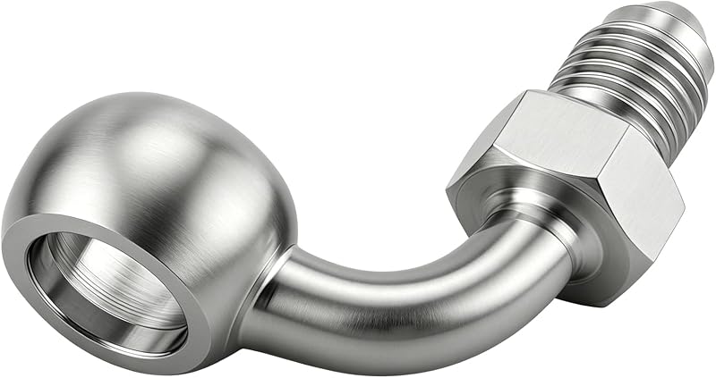 Adaptador de freio 3AN macho para banjo 10,2 mm 90° XDBower em aço inoxidável – 1 unidade